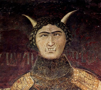 Ambrogio Lorenzetti, Allegory of Bad Government, detail, the face of Tyranny
