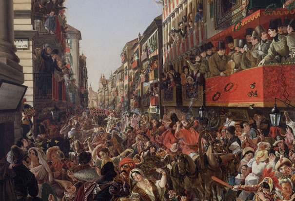 Carnival in Rome 1839 by Aleksandr-Petrovic Mjasoedo