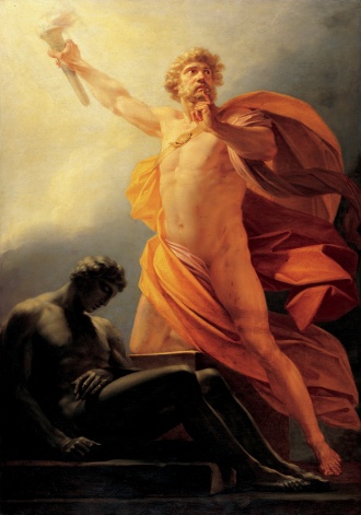 Prometheus brings fire to mankind Heinrich fueger 1817