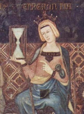 Ambrogio_Lorenzetti Temperance with an hour glass Allegory of Good Government